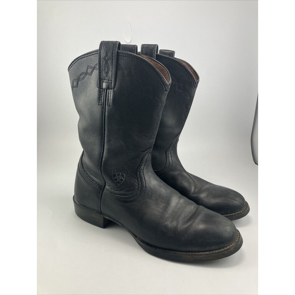 ARIAT Boots Women Heritage Roper Western Cowboy Boots Black Leather - Size 7.5B